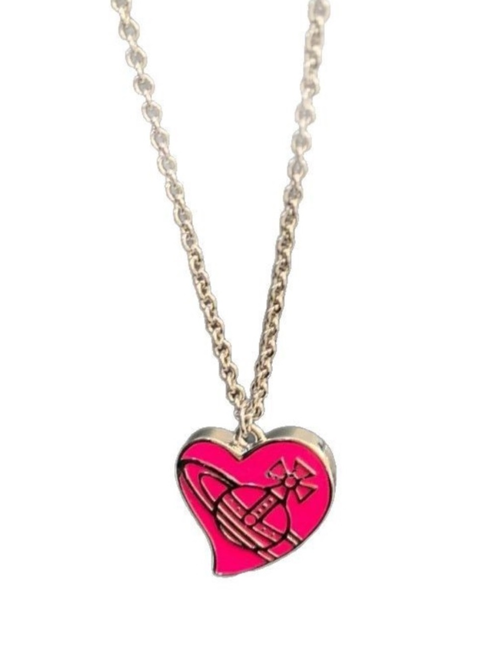 Vivienne Westwood Pink Heart Orb Crazy in Love Pendant Necklace Y2K